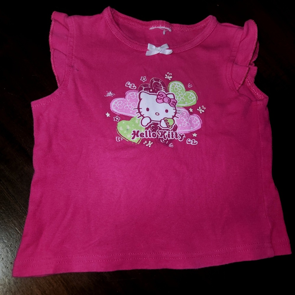Kids Girls‎ Pink Hello Kitty Ruffle Sleeve T Shirt Top Toddler Child